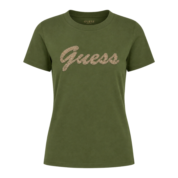 Guess T-shirts hauts et polos Vert - T-shirt avec logo en perles - XS - Ref 41 €